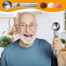 Havawish Gifts for Grandfathers Gifts for Men Grandfather Ice Cream Scoop with Trigger Stainless Steel Ice Cream Scooper Ice Cream Gift from Son Daughter, Ideal Birthday Father's Day Gift for Him