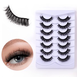 SQYlashes Fluffy False Eyelashes Cat Eye Wispy 3D Faux Mink Lashes Fake Eyelashes Strip - 7 Pairs, Z01