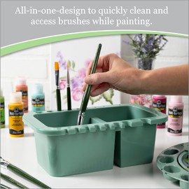 FolkArt One Stroke, Versatile Easy to Clean Brush Basin Perfect for DIY Acrylic Paint Arts and Crafts Projects, 1200, Green