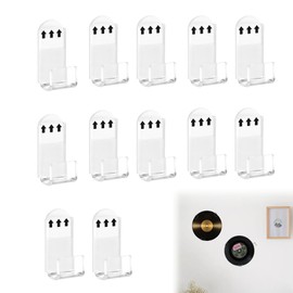 12PCS No Drill Vinyl Wall Mount Clear Acrylic Album Storage Hanger Reliable and Durable Vinyl Record Display Beautiful and Practical Vinyl Holder Wall for LP Cover Home Decoration Music Lovers