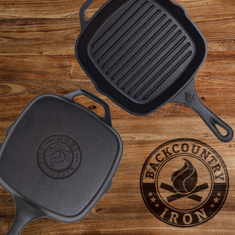 Backcountry Cast Iron 10" Medium Square Grill Pan (Pre-Seasoned for
