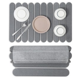 Foldable Stone Drying Mat for Kitchen Counter - Super Absorbent Fast Drying Dish Drying Pad, Heat Resistant, Non-Slip Surface, Easy Storage Kitchen Accessory, 24 x 16 Inches