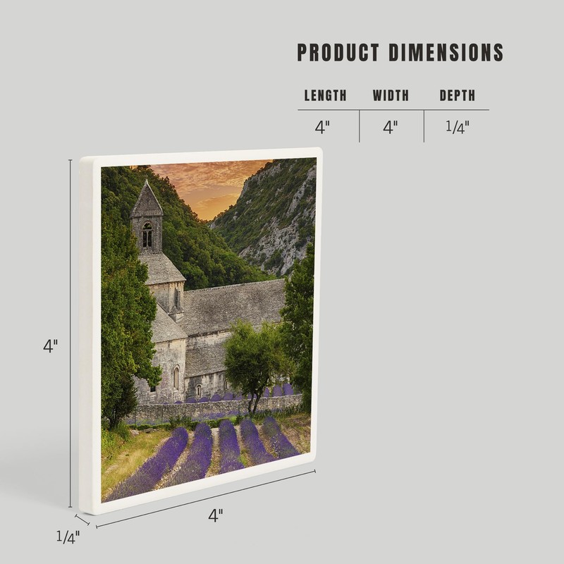Provence, France, Lavender Fields (Absorbent Ceramic Coaster, Single, Cork Back,