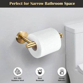 Gold Toilet Paper Roll Holder, EdenGrip SUS 304 Stainless Steel Round TP Hanger, Brushed Gold Toilet Paper Holder Wall Mount for Bathroom, Kitchen, Washroom