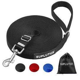 Long Leash for Dog Training - 50ft Adjustable Obedience Recall Dog Training Leash for Large Medium Small Dogs with Storage Pouch Black