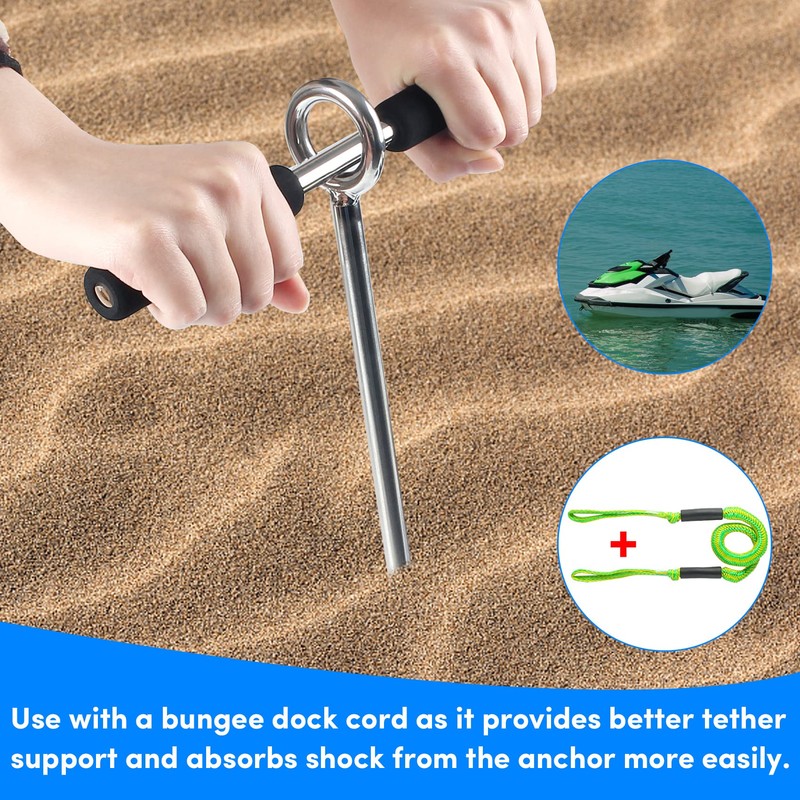 36" Sand Anchor,316 Stainless Steel Shallow Water Sand Anchor with