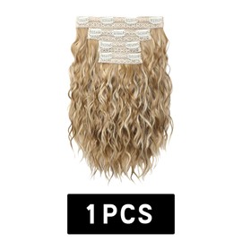 Clip in Hair Extension Blonde Curly - 4PCS Hair Extensions Synthetic Fiber Hairpieces for Women Blonde Highlights 3113