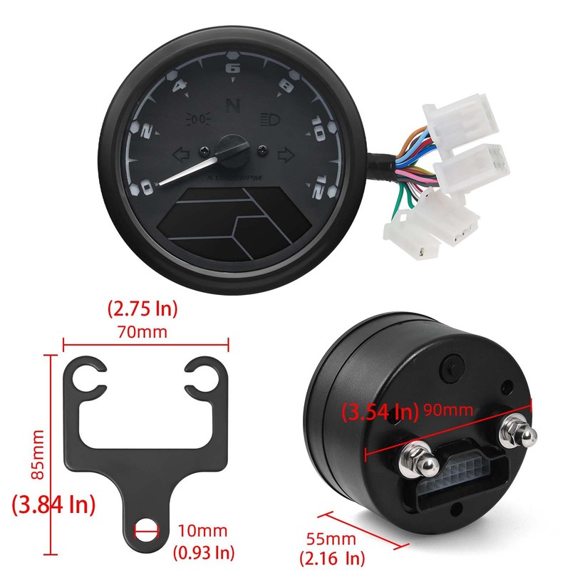 MH Universal Motorcycle Speedometer Digital Gauge Cluster - Motorcycle MPH