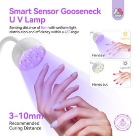 Saviland Intellisense Gooseneck U V Lamp for Gel X Nails: Motion Sensor 36W U V Nail Lamp Quick Drying LED Cure Lamp Rechargeable Gel X Lamp 3 Timers Setting 360°Adjustable Nail Dryer Manicure Light