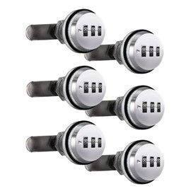 RecPro RV Combination Cam Lock | for 5/8" Thick Door | 3-Digit 3/4" Cylinder Lock Replacement for Baggage Door, Box, Cabinet, and More (6-Pack, Chrome)