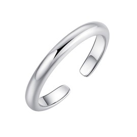 Sterling Silver Plain Dome Adjustable Toe Band Ring (Silvery, One size)