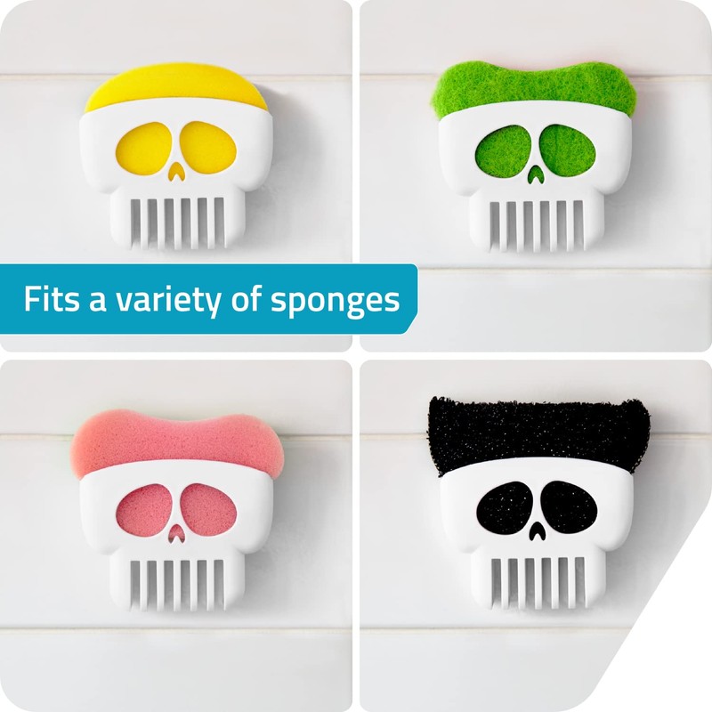 PELEG DESIGN Brain Drain White Skull Sponge Holder for Kitchen,