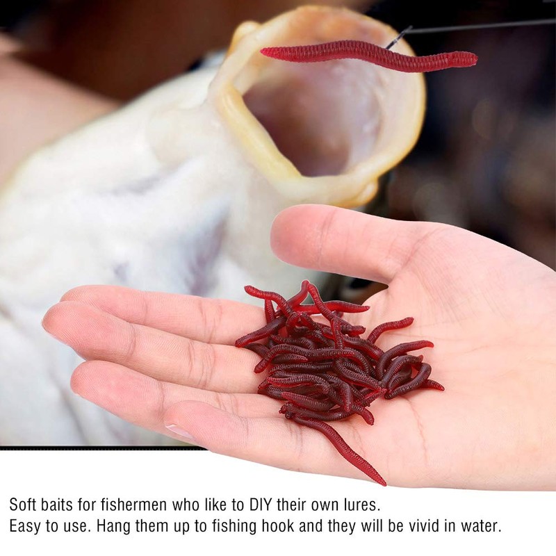 Fishing Lure Soft Artificial Baits - 200Pcs Realistic False Earthworm