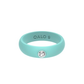 QALO Men & Women's Rubber Silicone Ring, FR Classic White Cubic Zirconia in Silver Gemstone Silicone Rubber Wedding Band, Breathable, Durable Engagement Silicone Ring, 9mm wide, 2mm thick, Multi