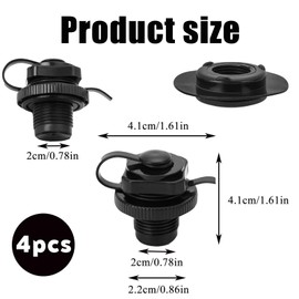 4 Stück Schlauchboot Ventile Schwarz, Pool Ventil Ersatzteil für Aufblasbare Boote und Wassersportgeräte, PP-Material, Langlebig