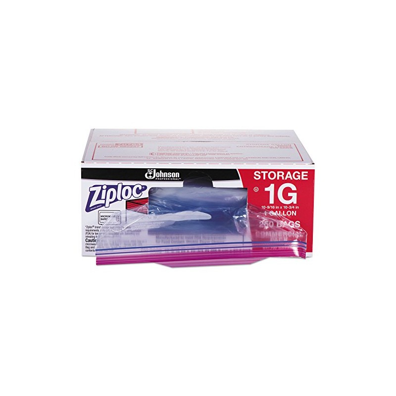 Ziploc 94602 Double Zipper Bags, Plastic, 1gal, 1.75mil, Clear w/Write-On