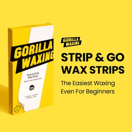 Gorilla Waxing Strip & Go Wax Strips Kit – 28 Multi-Size Wax Strips (Large, Medium, Small) + 4 Calming Serum Wipes – Ready-to-Use Hair Removal for Face & Body, Sensitive Skin, No Heating Needed