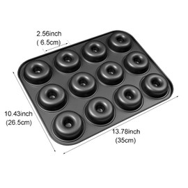 Old Tjikko Doughnuts Baking Mould, 12 Cavities Doughnut Mould, Baking Tray with Non-Stick Coating (12er 02)