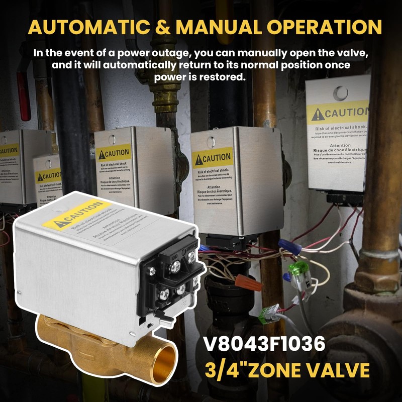 Uiyofok OEM V8043F1036 3/4" Zone Valve,Replacement for V8043F1093,40003916-048/U Replacement Head,24V,Normally