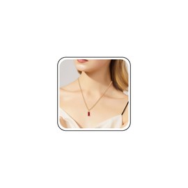 Inilbran Boho Ruby Pendant Necklace Vintage Red Square Choker Necklace Gold Geometry Red Crystal Necklace Red Gemstone Chain Necklace Jewelry for Women and Girls