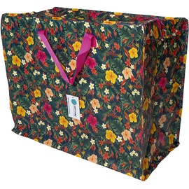 Happy Planet Giftshop Large Jumbo Storage Bag with Zip 58 x 47 x 30cm 80l (Tropical Floral) (Single - Multipacks Available)
