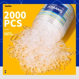 Teenitor Clear Elastic Hair Bands, 2000pcs Mini Hair Rubber Bands, Hair Ties, Soft Hair Elastics Ties, 2mm in Width and 30mm in Length