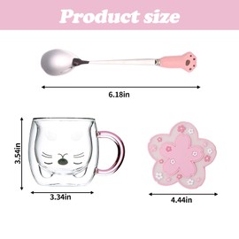 GläSer Kaffeetasse 290ml Kaffeeglas TeegläSer Doppelwandige SüßEkatze Latte Mit Henkel Doppelwandige Kaffeetasse Geburtstag Valentinstag Geschenke Geburtstagsgeschenke FüR Katzenliebhaber Ideen