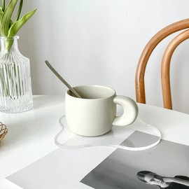 Set of 4 Acrylic Irregular Coasters,Acrylic Wavy Coaster for Home,Jewelry,Kitchen, Bar, Dining Table, Shooting Props (Clear, 4)