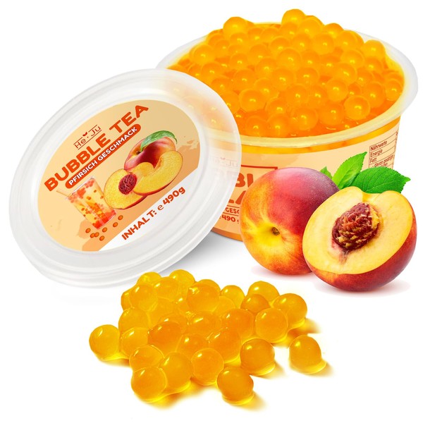 He-Ju Bubble Tea Perlen PFIRSICH 490 GRAMM vegan, glutenfrei, gelatinefrei,