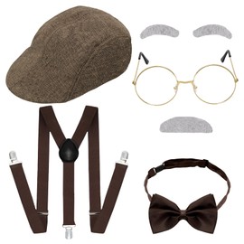 Gvhntk 1920s Mens Gangsters Costume Set Old Man Costume Accessories Grandpa Fancy Kit Newsboy Hat