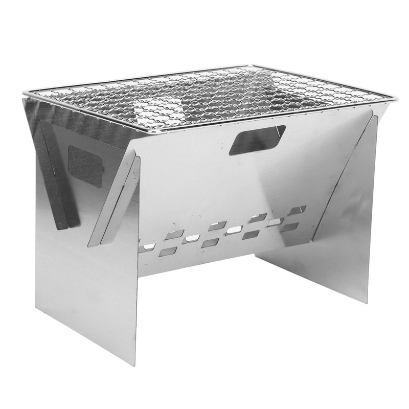 Folding Charcoal BBQ Grill Stainless Steel Mini Detachable Portable Barbecue