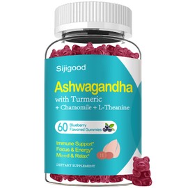 Ashwagandha Gummies, Support for Immunity, Relaxation, Ashwagandha Supplements for Men & Women, Natural Blueberry Flavor, 60 Count