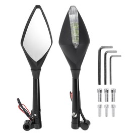 RATCHROLL 1 Set Universal Motorcycle Rear View Mirrors Adjustable Bar End Side Mirrors Mount M8/M10 Black Aluminum Alloy Prismatic Shape