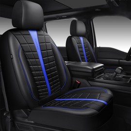 CAR PASS 3D Air Mesh Seat Covers for Car, Leather Car Seat Cover Front Seats, Breathable Foam Premium Leather Mesh Front Seat Covers Universal Fit for Cars Sedans Trucks Vans SUVs, Black Blue