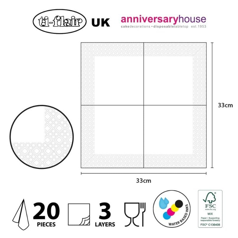 Anniversary House Tiflair Navy Delicate Florals Design Luxury Napkins 3ply