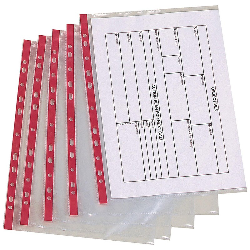 Q-Connect Punched Pocket A4 Deluxe Side-Opening Orange Peel Strip (Pack