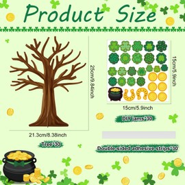 30 Set St. Patricks Day Craft Kit,Green Shamrock Clover Gold Coin DIY Tree St. Patrick's Art Craft Ornaments Making Crafts for Toddler Classroom Activities Irish Party Favor Supplies