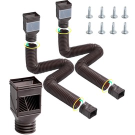 VEVOR HC3003G2 Rain 2-Pack Flexible Downspout, Spout Drain Extendable from 22" to 63", Gutter Extensions with Adapters, for Rainwater Drainage, Brown