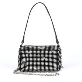 Bling Bling Crystals Evening Clutch Bag for Women Girls Sparkling Crossbody Bag Wedding Prom Party Club Purses Handbags Black&white Diamonds