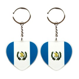 JAVD Guatemala Flag Keychain Guatemalan Heart Love Key Ring (2 Pack)