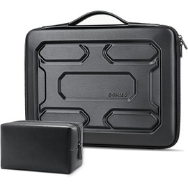 DOMISO Laptop Hard Case 17-17.3 inch Waterproof Shockproof Hard Shell Laptop Sleeve with Handle & Storage Pocket, Compatible with MacBook, HP, Dell, Black