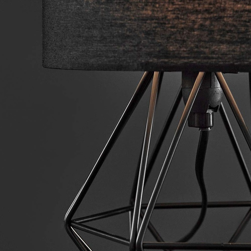 MiniSun Modern Small Satin Black Metal Basket Cage Table Lamp