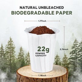 Disposable Paper Coffee Filters K Cup Paper Filters for K-eurig Single Brewer Reusable Cups, K-Cup Coffee Pods, Fit Most K eurig Single Serve Filter Brands Coffee Pods (White, Large)