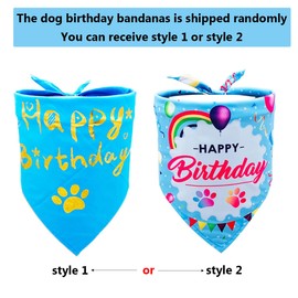 BIPY Blue Dog 1st Birthday Hat Bandana Banner for Boys Small Medium Dogs Cats Soft Bibs Doggy Party Grooming Supplies Celebration Birthday Bandana Set Costumes Headwear