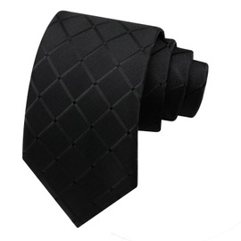 Luckyvestir Black Ties for Men Checkered Plaid Tie Classic Mens Ties Formal Necktie for Dinner Graduation Business