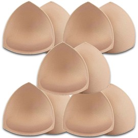 5 Pairs Bra Pads Inserts,Removable, Air Cotton,Foam Sponge,Breathable (Beige#, A/B CUP)