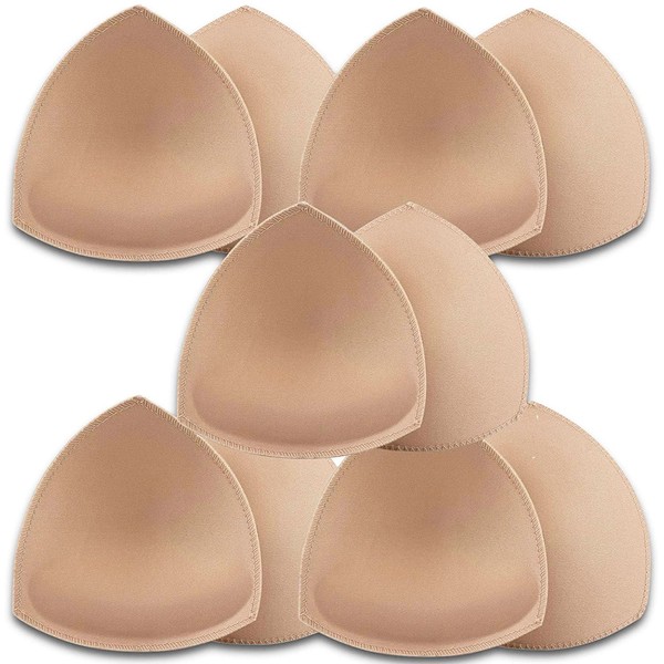 5 Pairs Bra Pads Inserts,Removable, Air Cotton,Foam Sponge,Breathable (Beige#, A/B