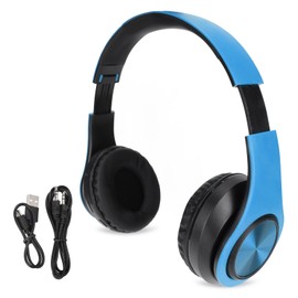Wireless Headset Stereo Noise Cancelling Foldable Bluetooth Headphone for Cellphone PC Travel Game Blue Black
