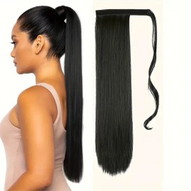 Women's Ponytail Hair Extensions with Clip Ins Synthetic Heat Resistant Hairpiece Natural Straight Pony Tail ExtensionsHair Length: 24INCH, color: 1B