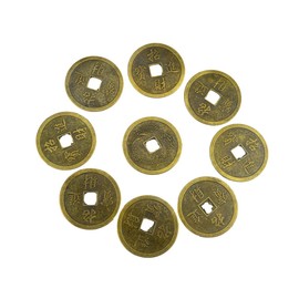 juanxian 9pcs Chinese Fortune Coins Feng Shui Dragon & Phoenix I Ching Coin + Gift Bag Y1057,Gold,1.7 in